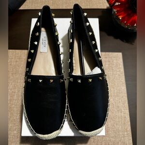 Steve Madden Black Espadrilles with Gold Studs